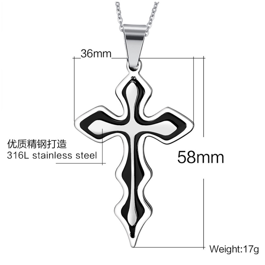 Men's Stainless Steel Multilayer Cross Pendant Necklace