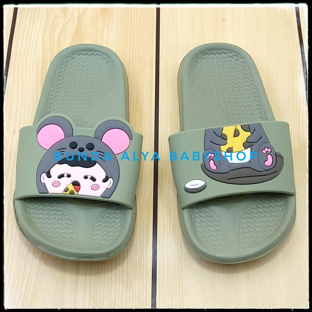 Sandal Anak Perempuan Lentur Usia 3 4 5 6 Tahun HIJAU - Sandal Anak Cewek Elastis Size 25 - 35 Anti Licin Karet