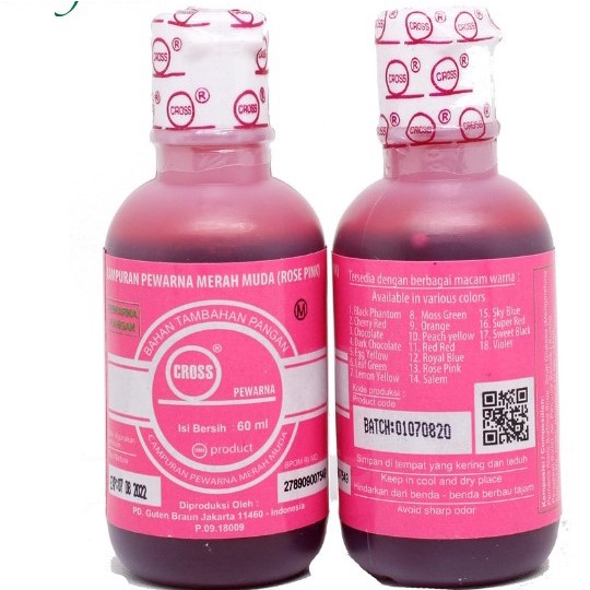 

Cross Merah Muda (Rose Pink) 60ml Campuran Pewarna Makanan Bahan Tambahan Pangan