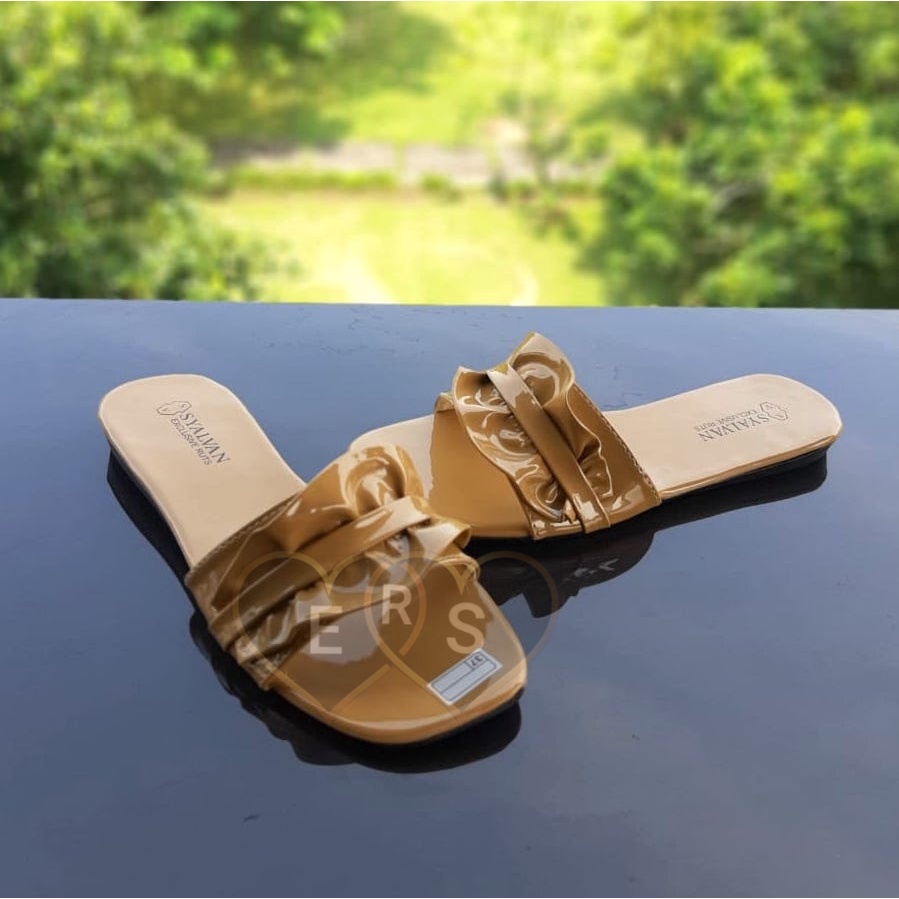 TOKOERS SDPD08 Sandal Wanita Perempuan Sandal Teplek - Motif Daun