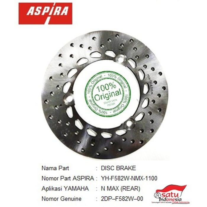 Piringan Rem Disk Cakram Belakang 2DP - NMax N Max Asli Aspira YH-F582W-NMX-1100