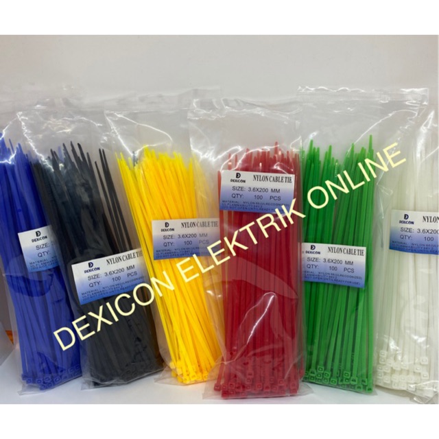 Kabel ties 20 cm/lebar 3.6 mm/cable tie/pengikat plastik/tali serut/kabel plastik/ties 20 cm warna