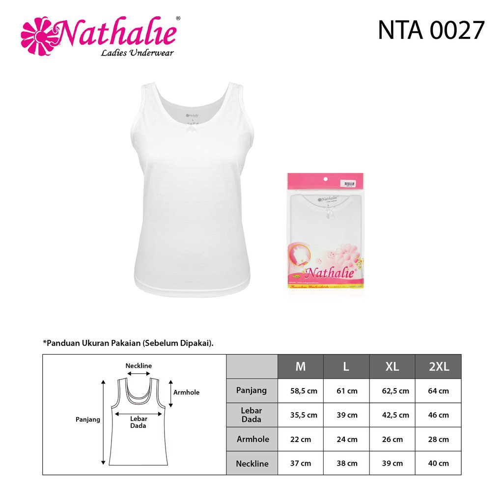 ORIGINAL 1 PCS | NATHALIE| Kaos Dalam Wanita Katun Basic NTA 0027