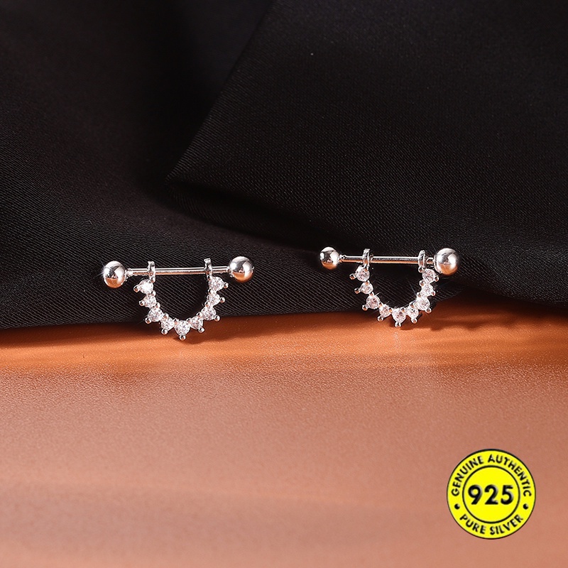 Anting Stud Removable Moissanite Bahan S925 Silver Untuk Wanita