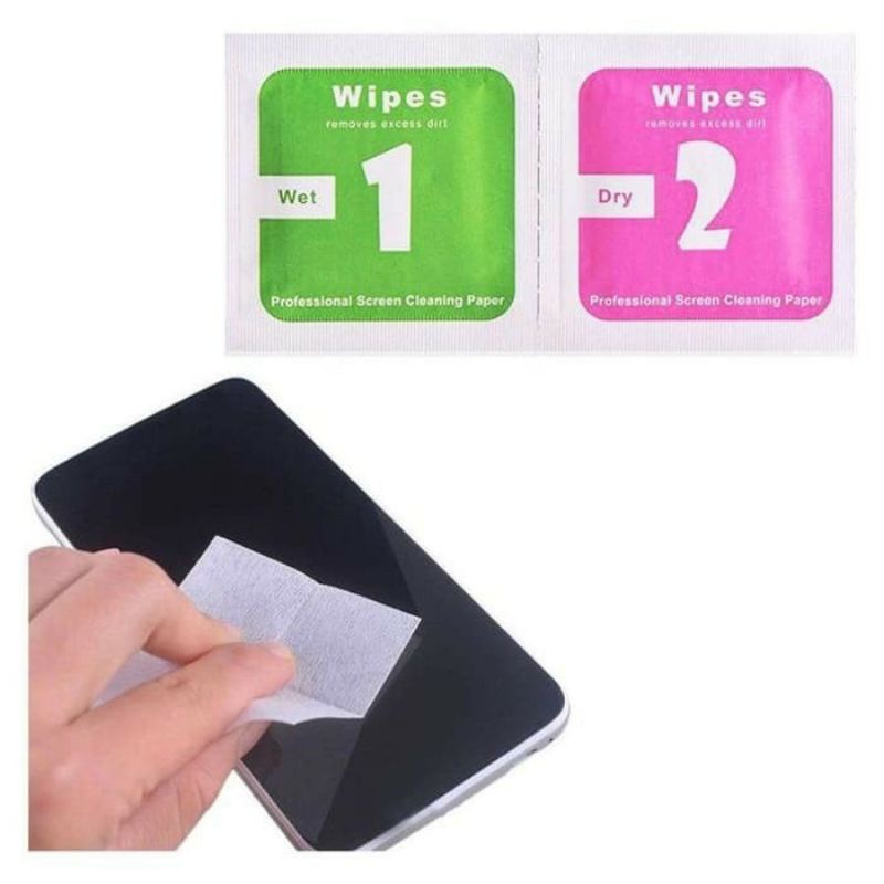 Tissue Tempered Glass Wipes Wet dan Dry Tisu Pembersih Layar Handphone Basah dan Kering