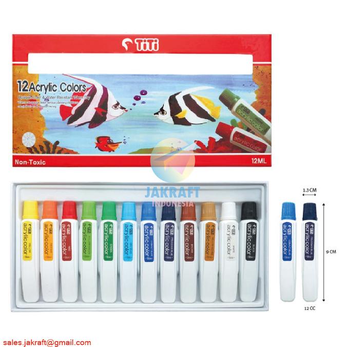 

BISA COD Cat Lukis Akrilik Acrylic Paint Set 12 Warna TITI ACC-12ML-12/CAT AKRILIK SET/CAT AKRILIK SET 24 WARNA/CAT AKRILIK PASTEL/CAT AIR/CAT AIR LUKIS SET/CAT AIR GIOTTO/KUAS LUKIS 1 SET/KUAS LUKIS KECIL/KUAS LUKIS LENGKAP/KANVAS LUKIS/KANVAS LUKIS
