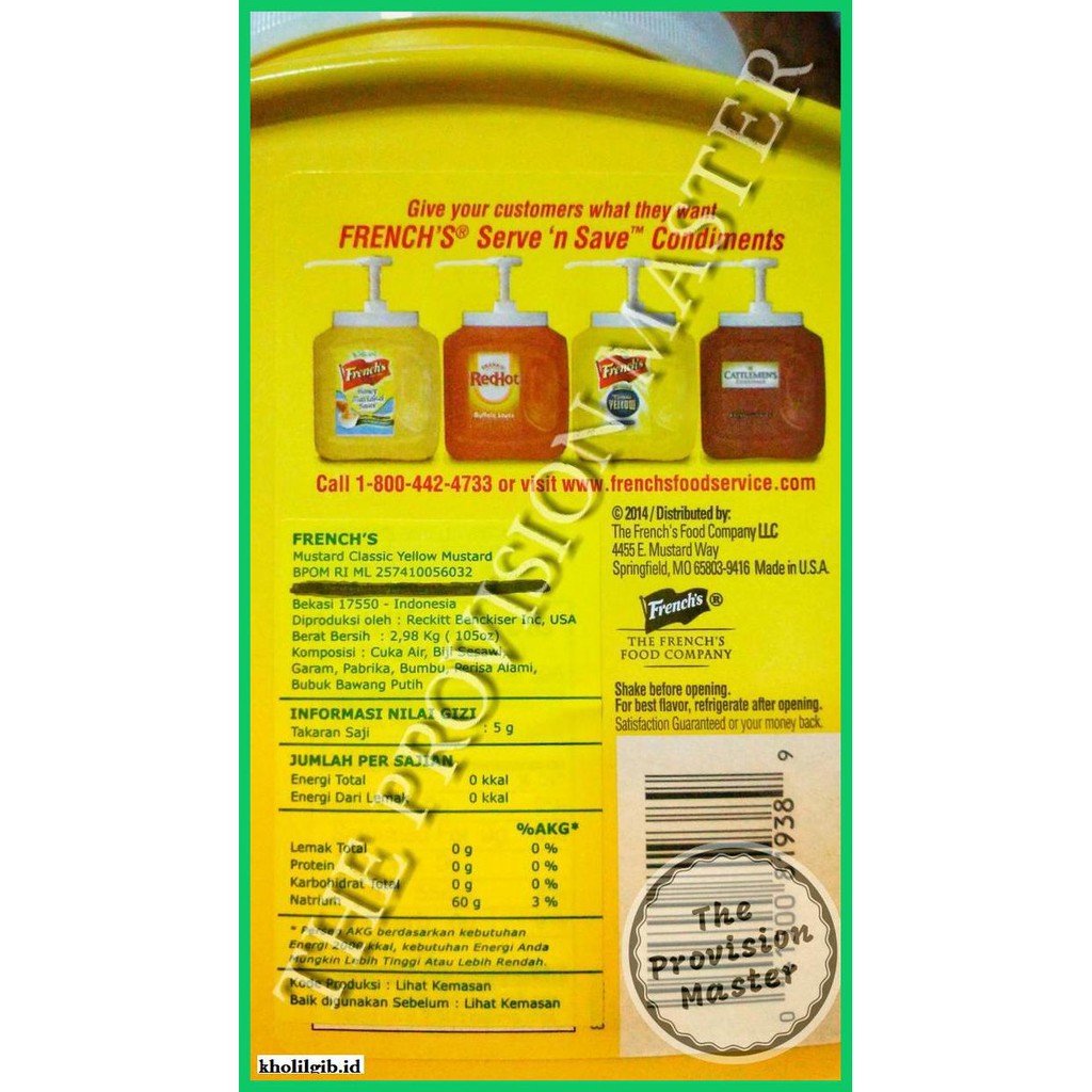 

gnidderdsaus- french's classic yellow mustard 2.98 kg / 105 oz -asliiiiii.