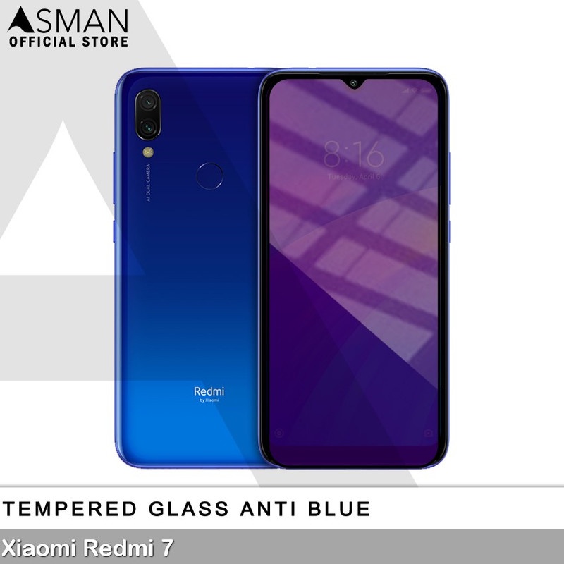 Tempered Glass Blue Light Full Lem Xiaomi Redmi 7 Anti Radiasi Screen Protector