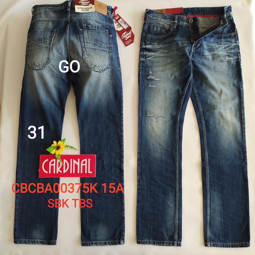 bb D 31 CARDINAL CBCBA Celana Panjang Jeans Reguler Fit Slim Fit Straight Slim Bawahan Laki -Laki