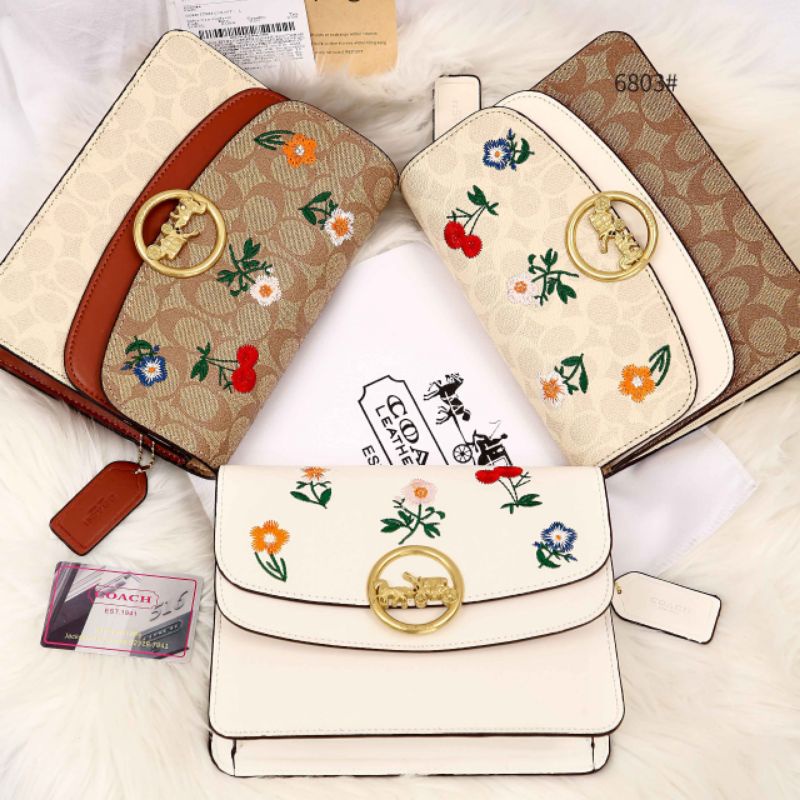 Tas Coach Parker Flower-Print Signature Canvas Bag