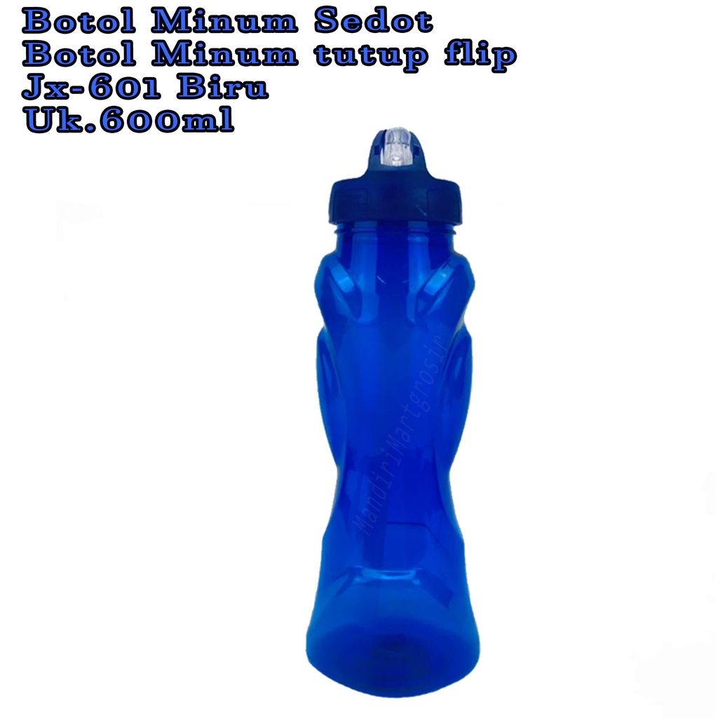 Botol minum * Botol minum tutup flip * botol plastik  jx-601 * warna Biru 600ml