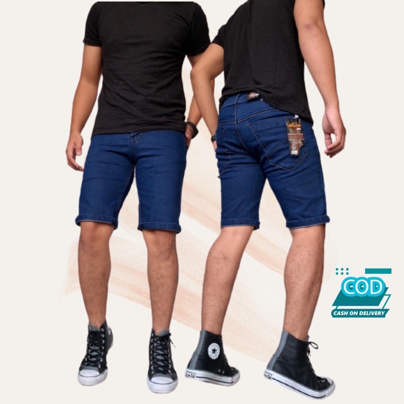 celana pendek jeans pria remaja dewasa polos slimfit strech chino mulur termurah original distro COD