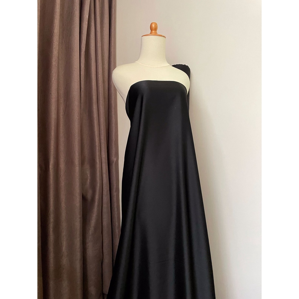 Bahan Satin Maxmara Silk Lux Premium Meteran Mewah Warna Hitam