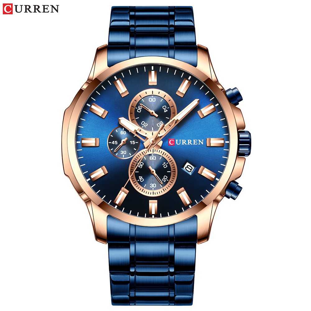 • CURRENOS ™ • CURREN 8348 Jam Tangan Pria Tali Kulit Chrono Aktif