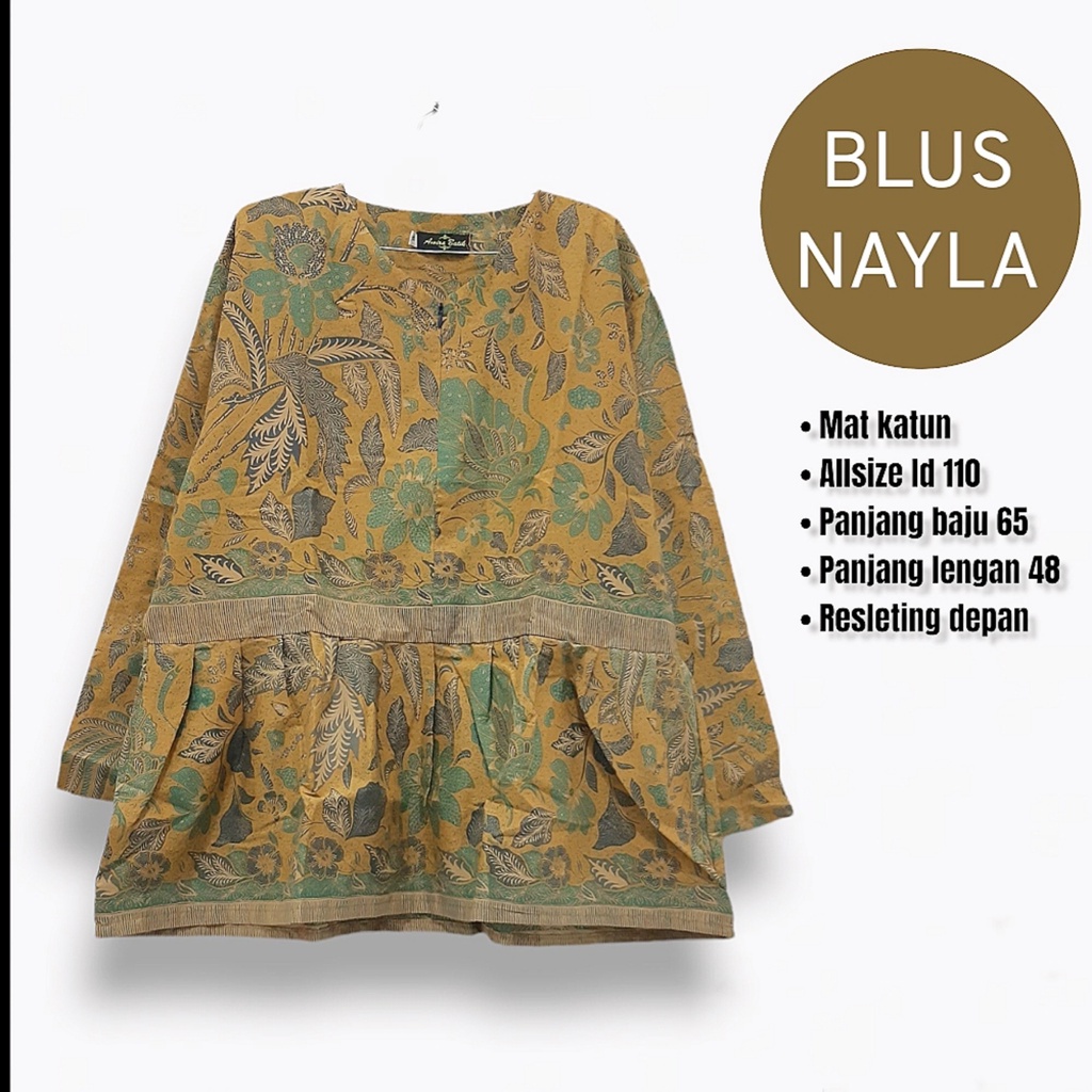 Blus Nayla batik solo atasan kerja blus wanita kantor blus kerja