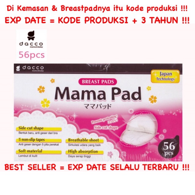 Mamapad Breastpad isi 56 / 24 pcs 3D Side Cut Shape Dacco / Mama Pad Breast Pad Premium 68 EXP 2025