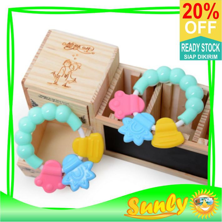 ☀ Sunly ☀ A121 Mainan teether bayi Dengan Rrattle Gigitan Silikon Anak Import