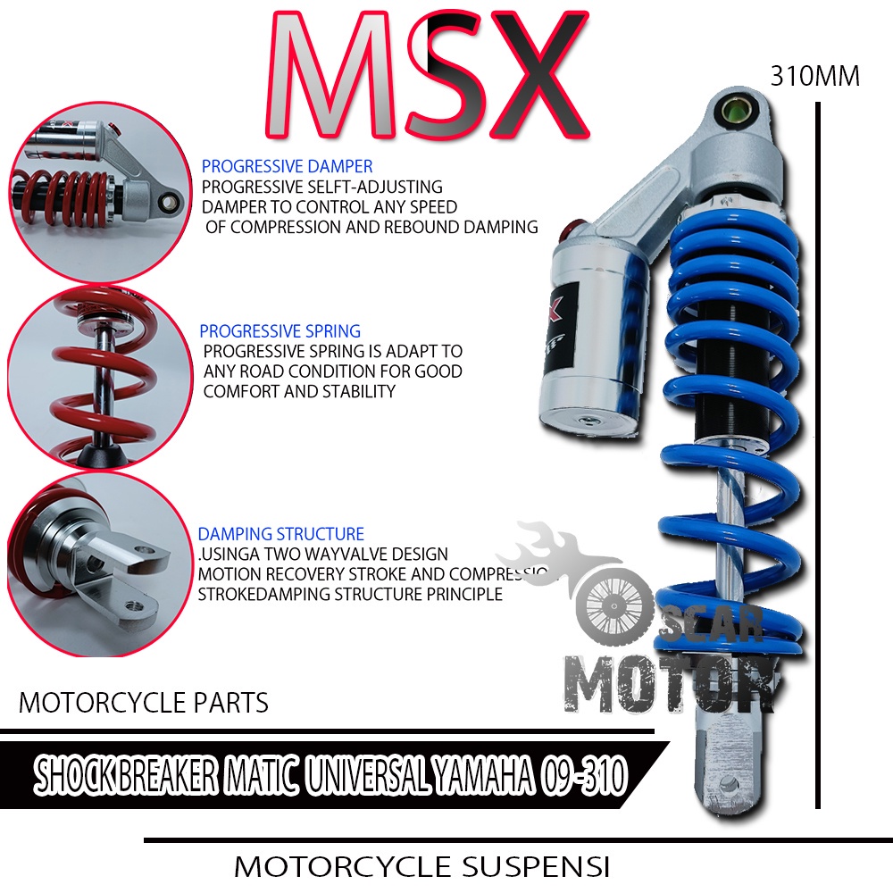 shock tabung matic mio shockbreaker belakang cnc fastbikes yamaha 310mm motor