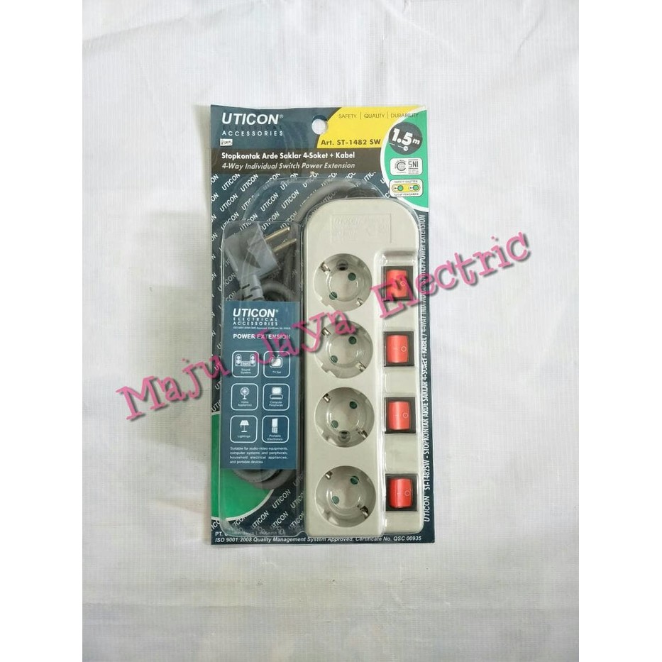 StopKontak / Stop Kontak / Colokan Listrik Cabang 4 Uticon ST-1482 SW