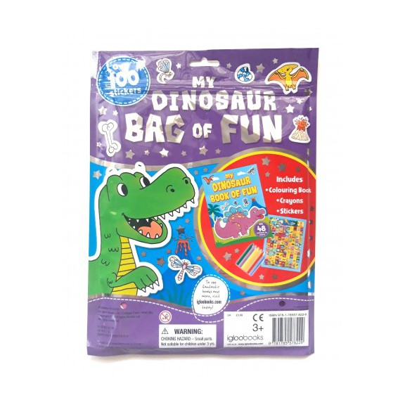 

My Dinosaur Bag of Fun with Colouring Book, Crayons and Stickers