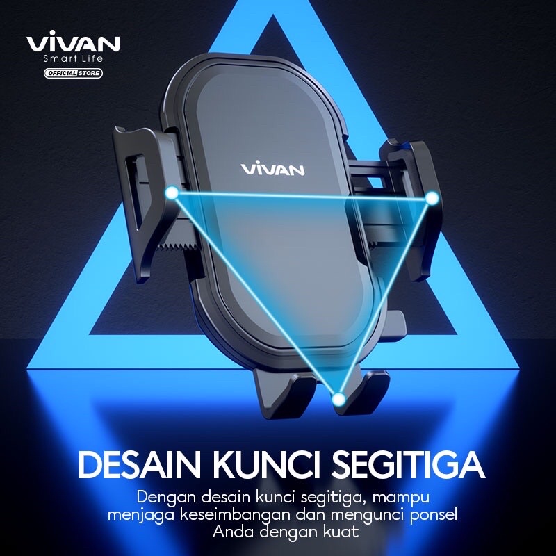 VIVAN Car Holder Universal CHS11 Automatic Lock 360°Alumunium Tube Untuk Ponsel 4.0 inch - 6.5 inch-Garansi 1 Tahun