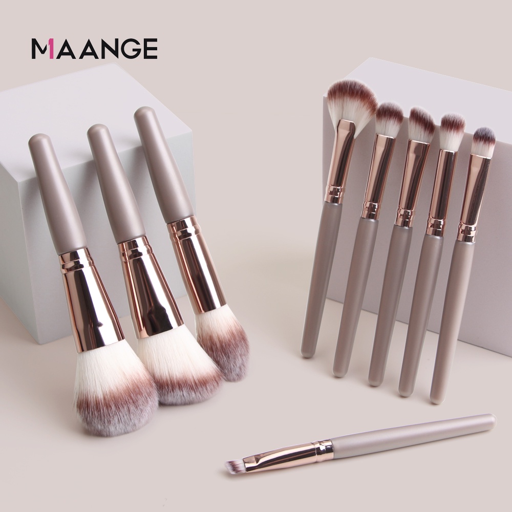 MAANGE 9Pcs Makeup Brush Kit Soft Fluffy Hair Brush Set Loose Powder Brush for Beauty Tools Makeup Accessories