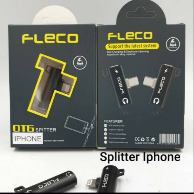 Fleco Spliter Audio Converter Headset Iphone 7/8/X/XS/11 Pro Max Plus To Jack Audio 3.5mm + Charging