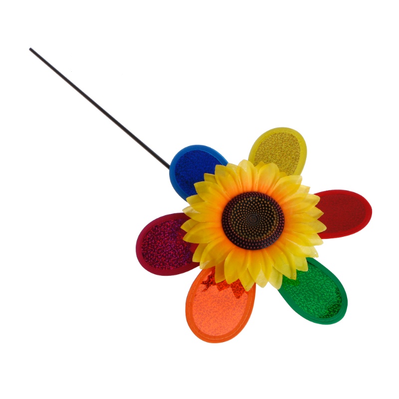 Mary Colorful Sequin Sunflower Windmill Wind Spinner Dekorasi Halaman Taman Rumah