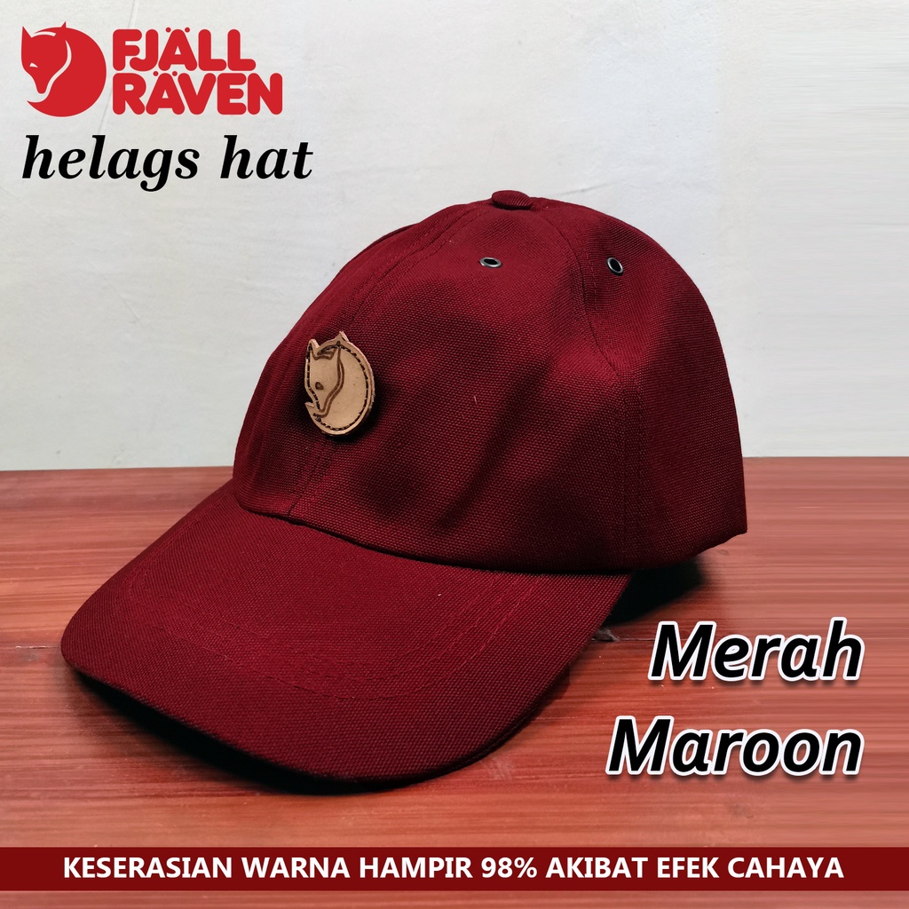 TOPI OUTDOOR FJALLRAVEN HELAGS CAP HAT NEW REPLIKA / TOPI MODEL BISBOL PENDAKI PRIA WANITA-MAROON