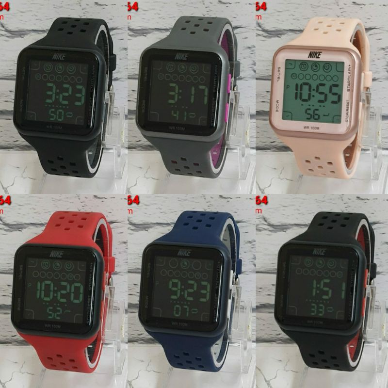 jam tangan nike 6 warna diameter bulat dan persegi