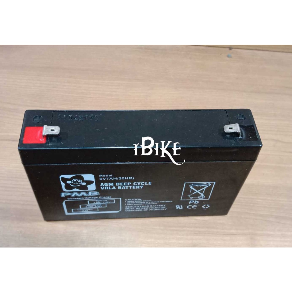 Aki battery mainan anak mobil mobilan PMB  Dan Solana 6v7ah accu kering VRLA