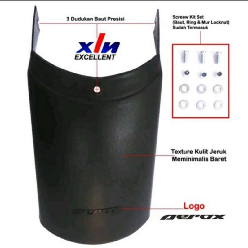 SAMBUNGAN SPAKBOR DEPAN YAMAHA AEROX MUDFLAP AEROX  MUDFLAP HITAM