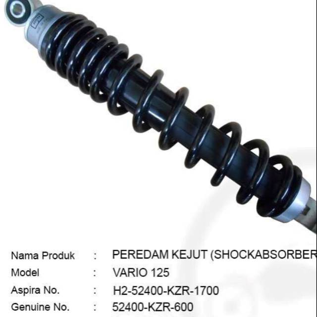 Shockbreaker Aspira kode KZR for Vario 125/150 fi/ old/ new