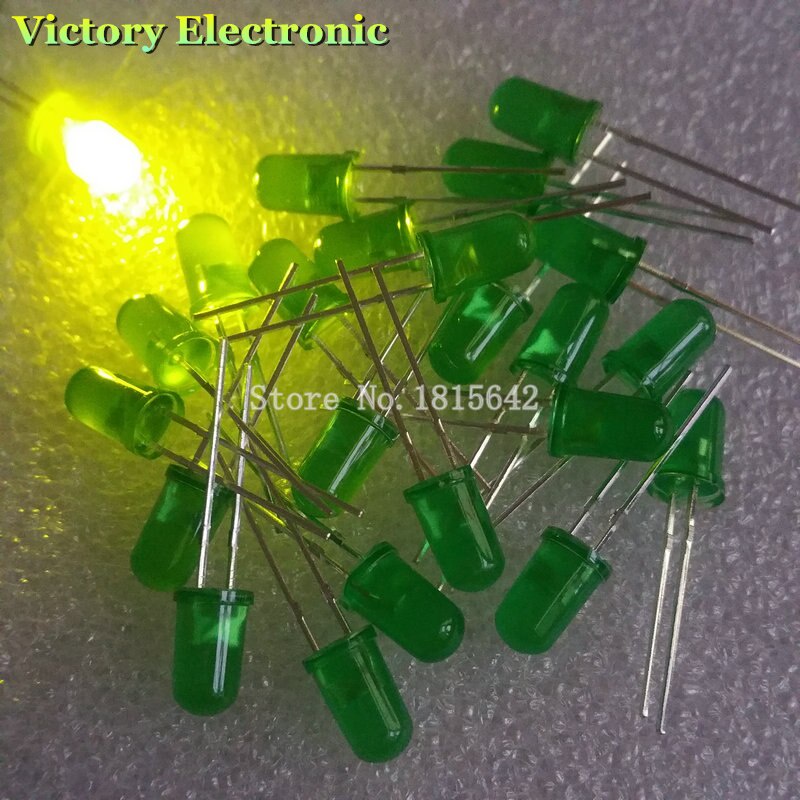 100pcs Lampu Dioda Led 5mm Diy Warna Putihkuningmerahhijaubiru