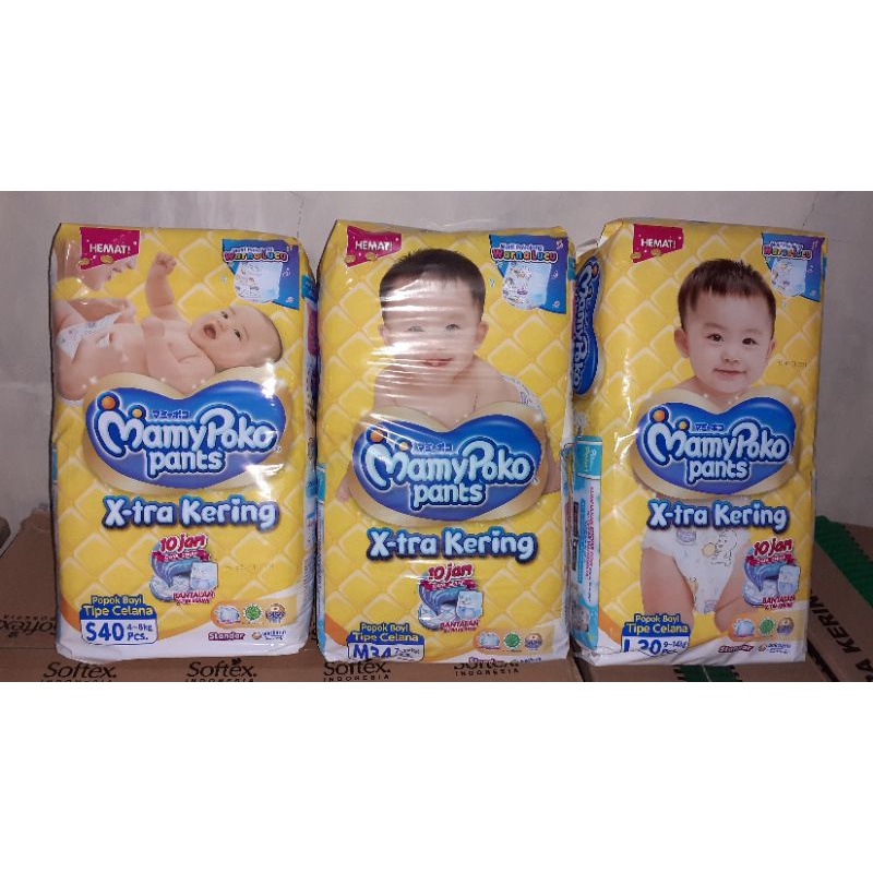 Mamypoko/mamipoko/mami poko X-tra kering  S40/M34/L30/XL26