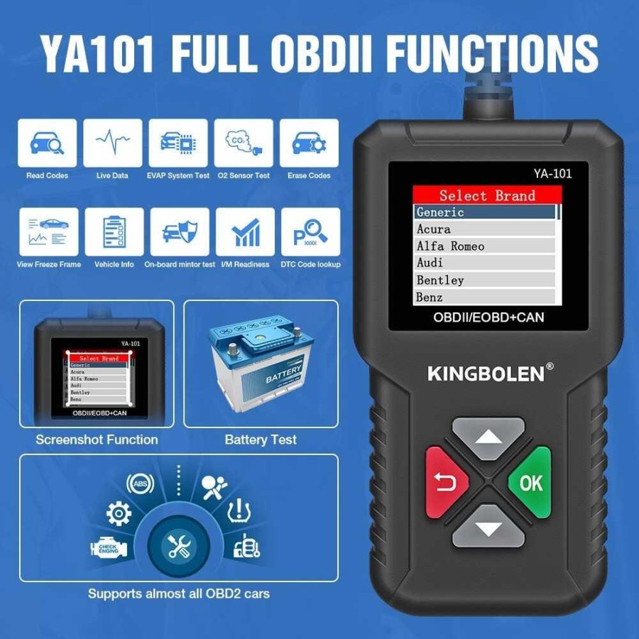 Alat OBD2 Pembaca Kode Diagnostik Mobil Car Engine Scanner - YA101 - Black