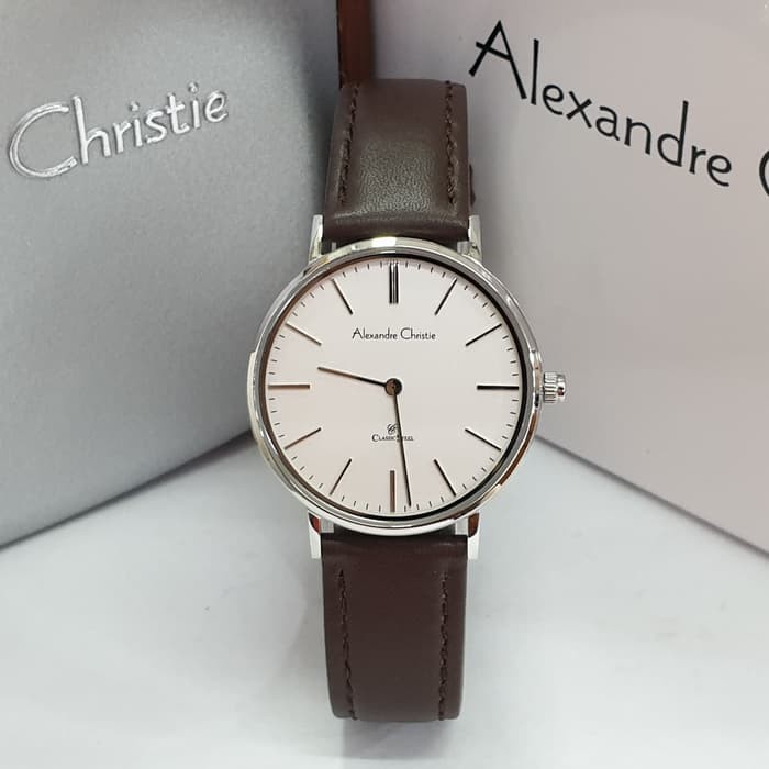 Jam Tangan Wanita Alexandre Christie AC 8625 Silver Brown Original