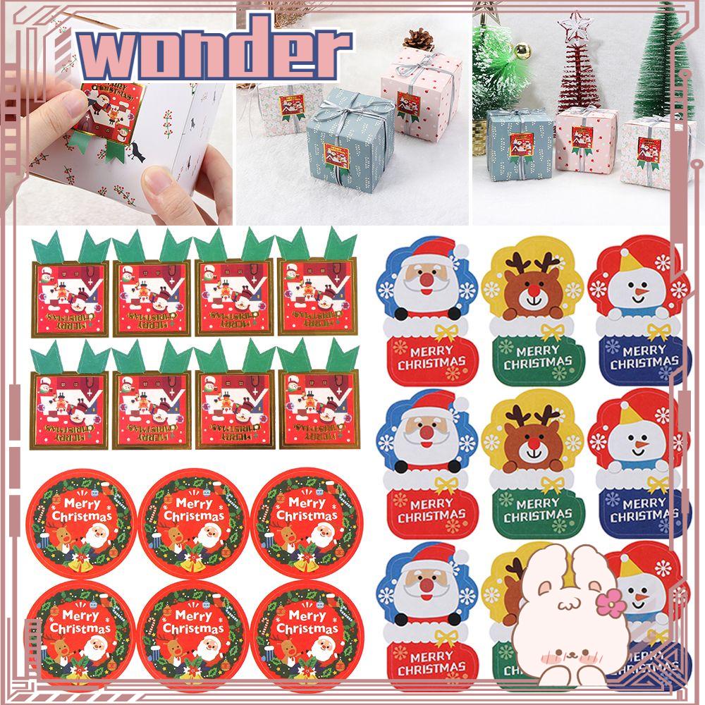 Wonderful Stiker Label Segel Kemasan Biskuit / Hadiah Motif Santa Claus Untuk Dekorasi Pesta Natal Diy