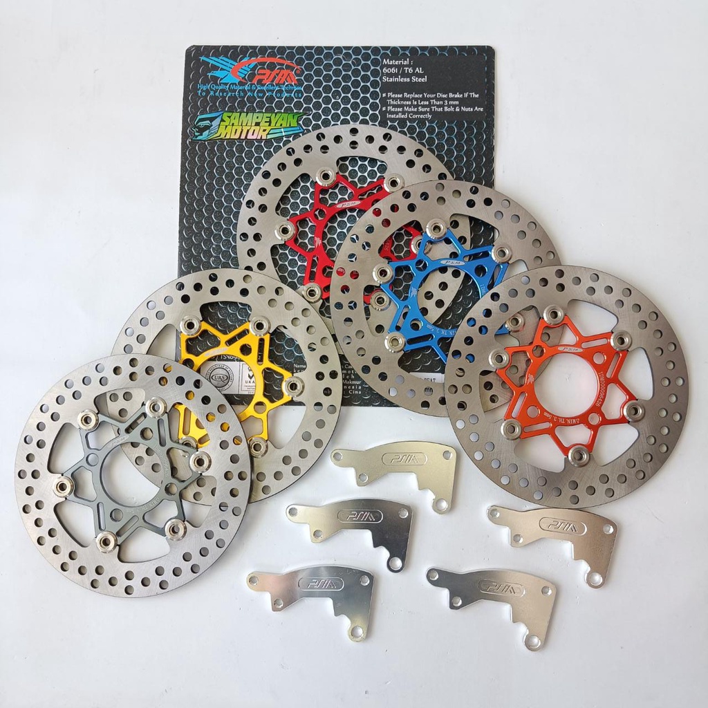 Disc Piringan Rem Cakram Depan Floating PSM Beat Scoopy Vario 220 mm + Bracket Biru Gold Merah Silve
