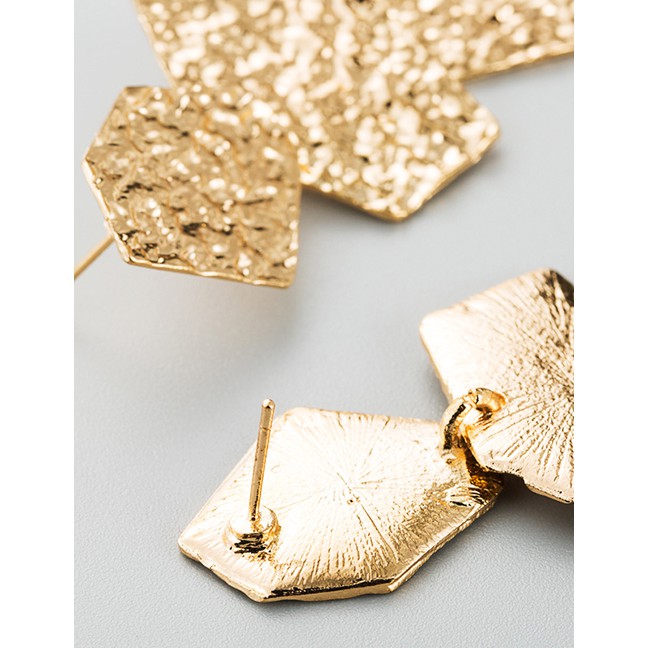 LRC Anting Tusuk Fashion Golden Irregular Polygon Earrings D64169