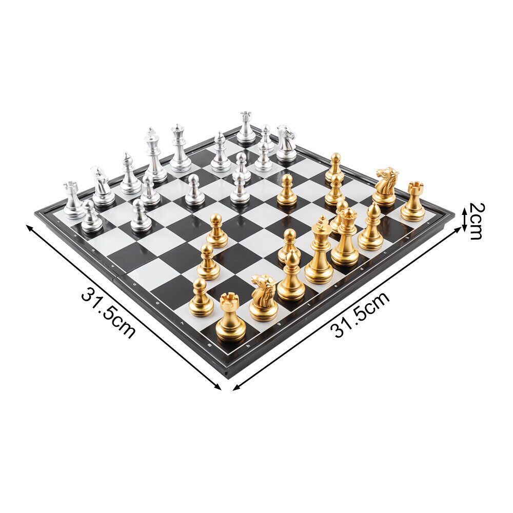 New Magnetic Chess Board Medieval Catur Set Lipat Portable 32emas Perak Catur Potongan Berkualitas Permainan Catur Mainan Hadiah