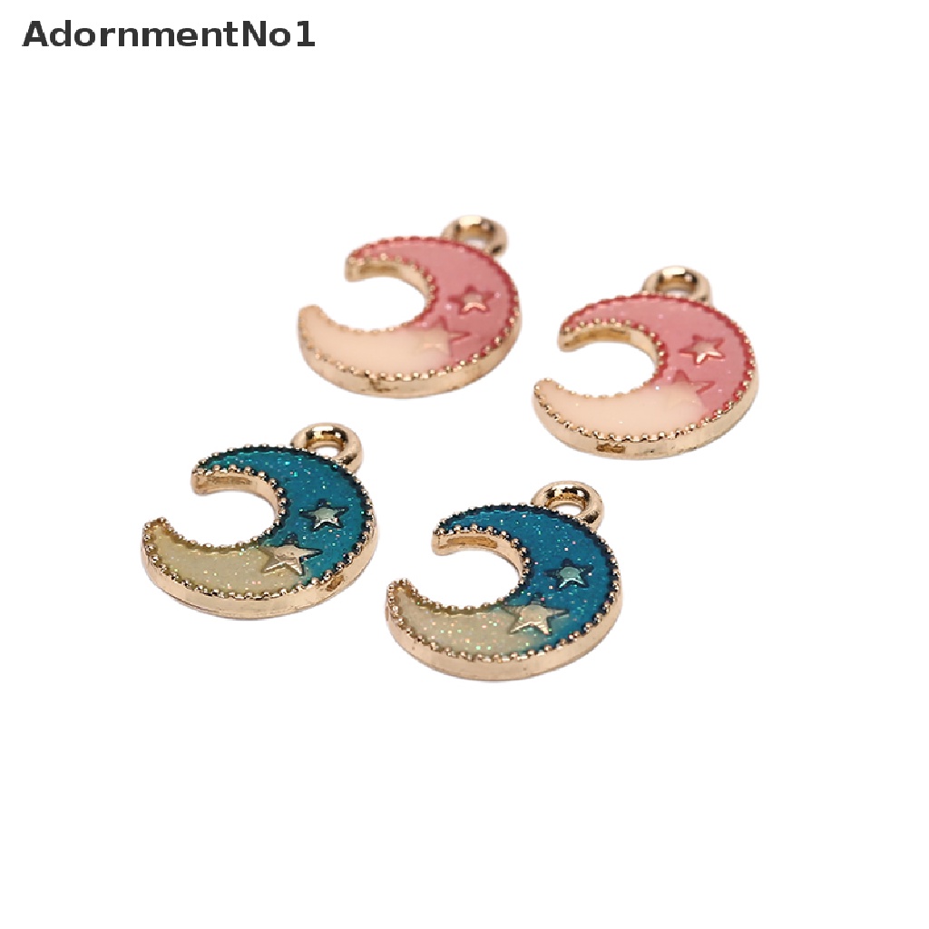 (AdornmentNo1) 10pcs / Set Liontin Enamel Bentuk Bulan / Bintang Untuk Kerajinan Tangan DIY