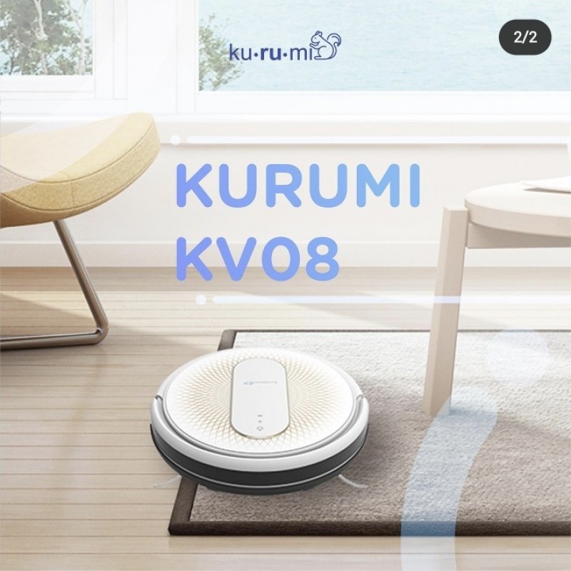 Kurumi KV 08 KV08 Robot Vacuum Cleaner with Gyro Technology - Black / White