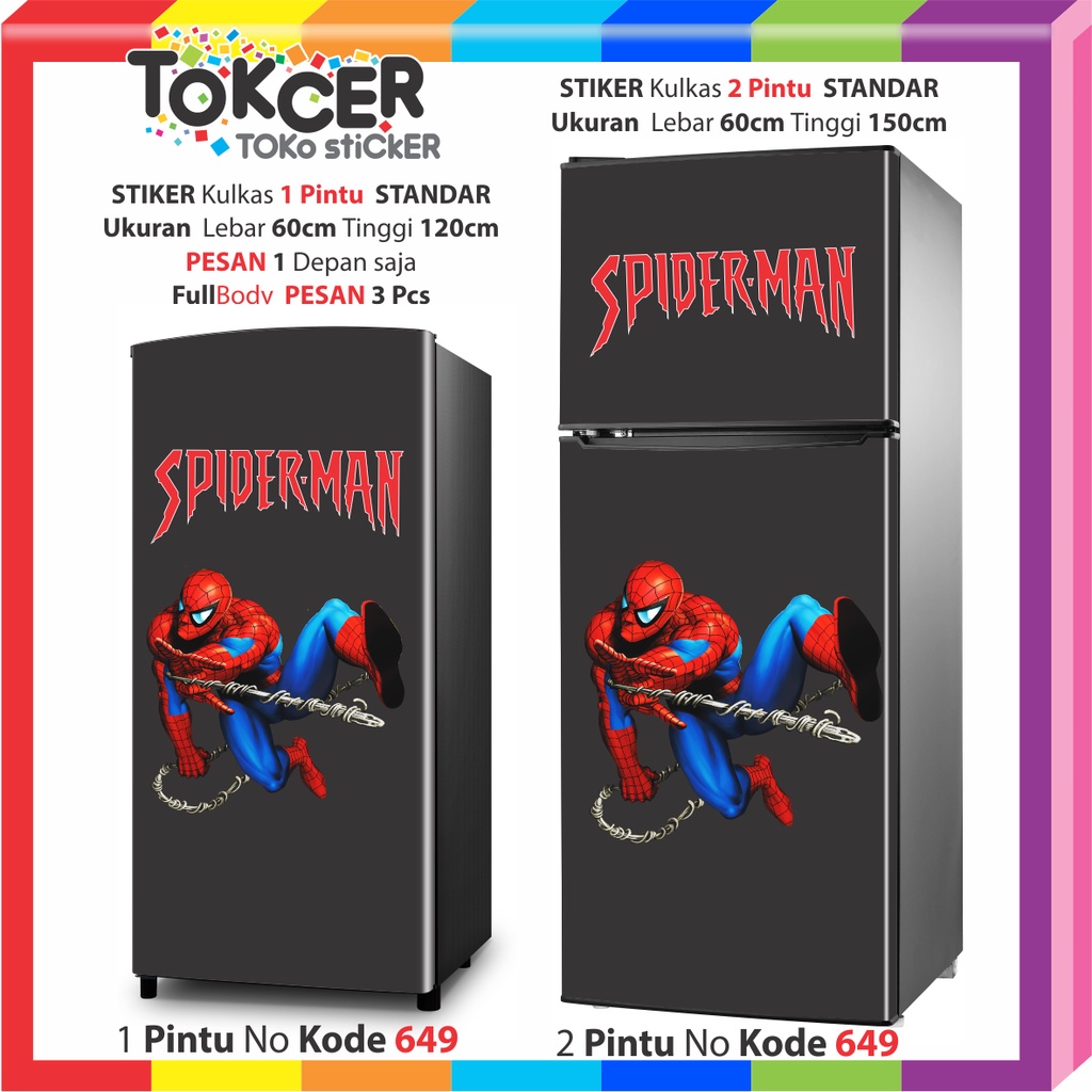 STIKER Kulkas 1 Pintu atau 2 Pintu SPIDERMAN