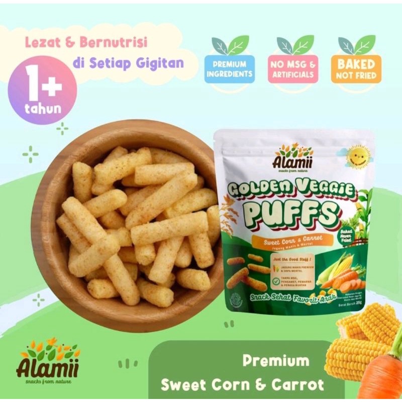 Alamii Puffs - Snack Camilan Sehat Untuk Bayi &amp; Anak Tanpa MSG (Baked Not Fried)