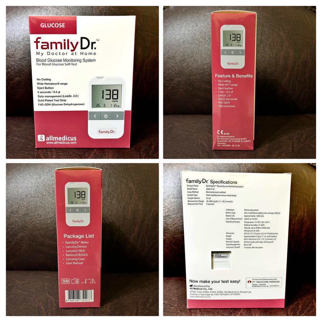 FAMILY DR ALAT CEK GULA DARAH + 25 PCS STRIP TEST GULA DARAH / BLOOD GLUCOSE MONITORING SYSTEM AGM-513S + 25 PCS TEST STRIP FOR BLOOD GLUCOSE - (FREE POUCH)