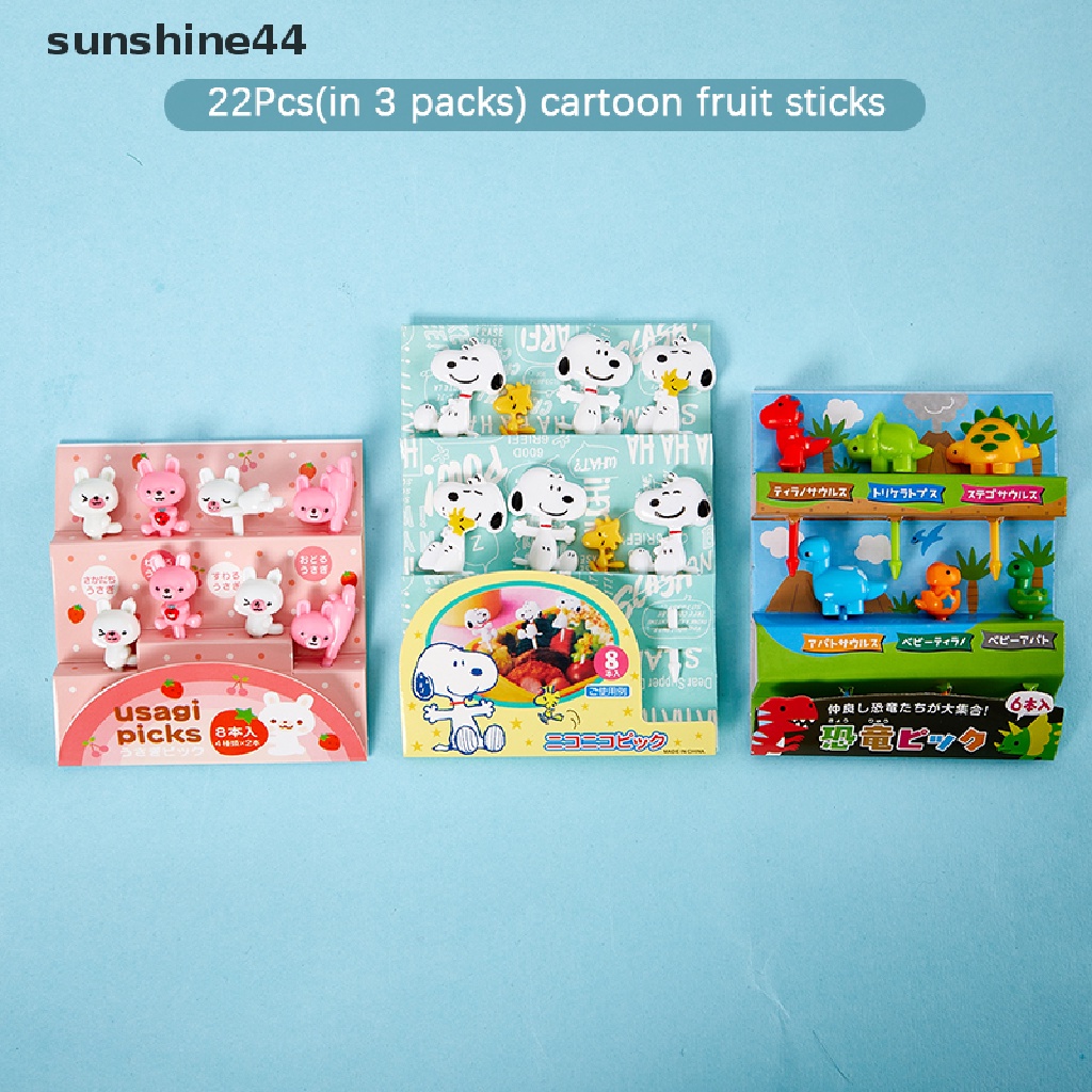 Sunshine 22Pcs / Set Tusuk Gigi Buah / Dessert / Sandwich Desain Kartun