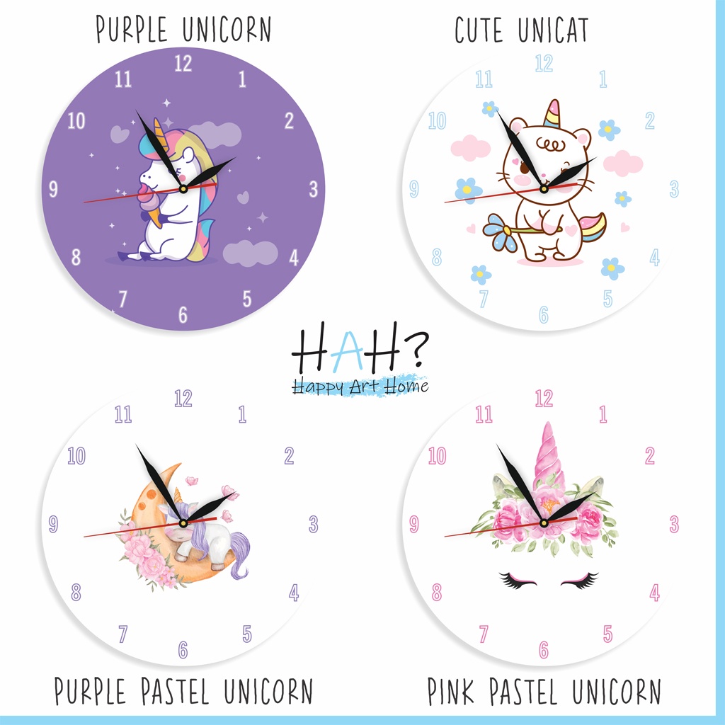 Jam Dinding Unik Karakter Kuda Poni Dekorasi Kamar Anak Unicorn Karakter Lucu