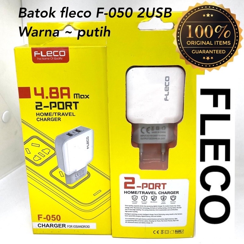 PROMO BATOK CHARGER FLECO F050 ORIGINAL 2USB 4.8A