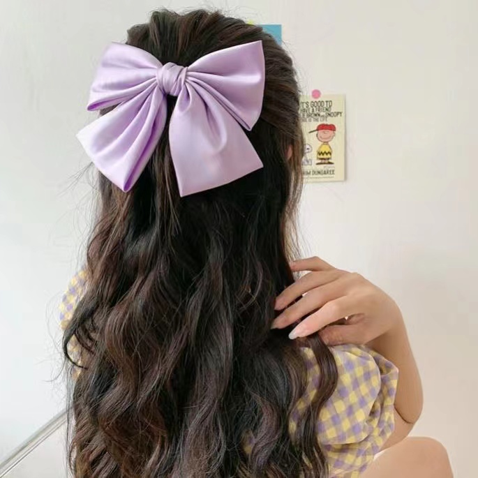 Jepit Rambut Kupu Kupu Pita Besar Bahan Satin Korean Style